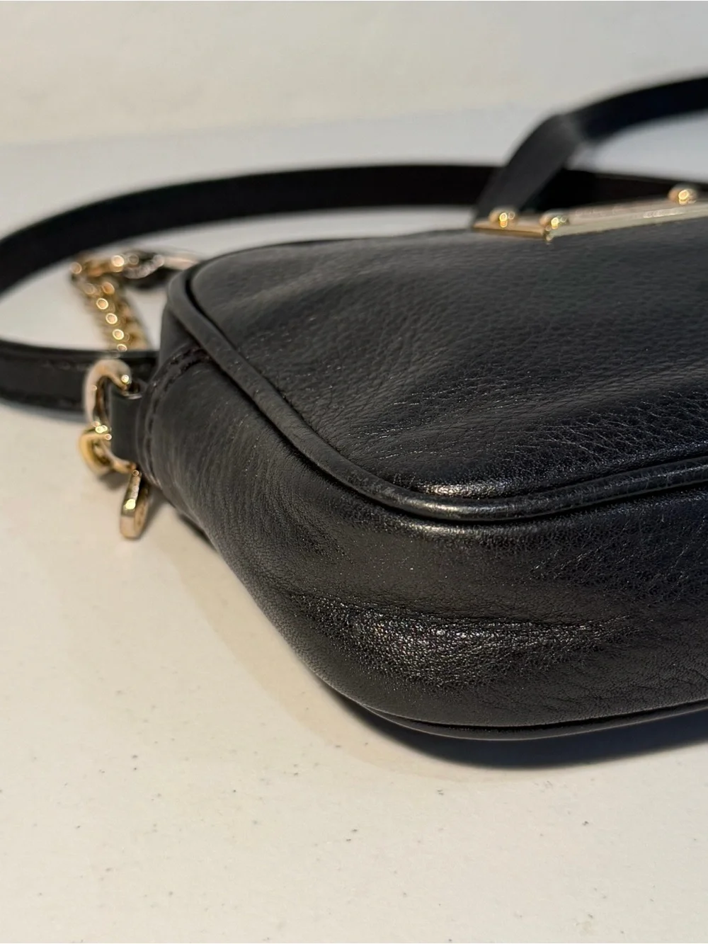 Michael Kors Black Pebbled Leather Mini Camera Crossbody Bag